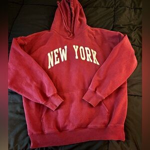 oversized maroon new york hoodie